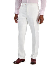 Tayion Mens Classic fit Dress Pants 40 / 30 White Herringbone Stretch