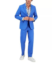 NAUTICA Men's Suit 36R / 30 x 32 Royal Blue Modern-Fit Cotton Linen Blend