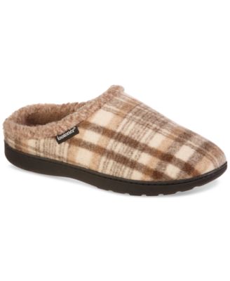 Isotoner Men's Plaid Hoodback Slipper BEIGE KHAKI Medium 8 - 9