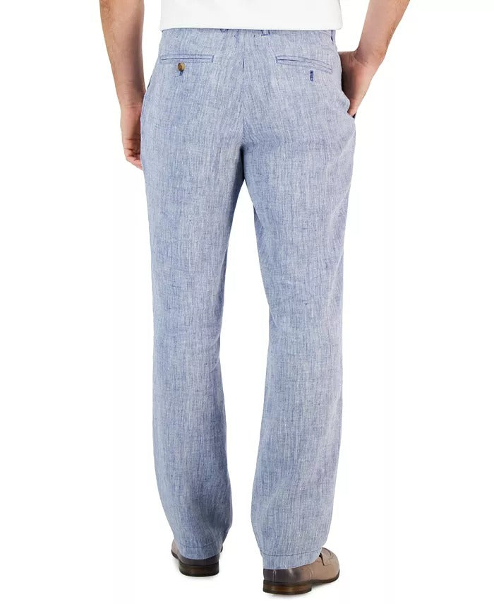 Club Room Mens Linen Drawstring Pants Chambray Blue 36 x 30