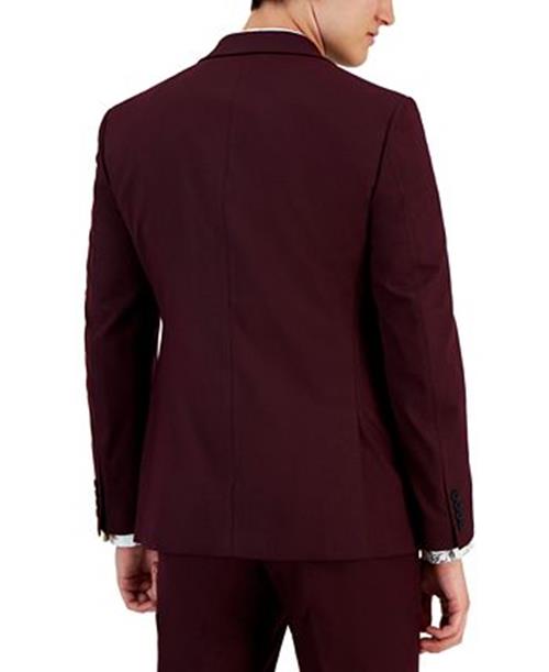BAR III Men's Suit Jacket 38R Slim-Fit Burgundy Solid