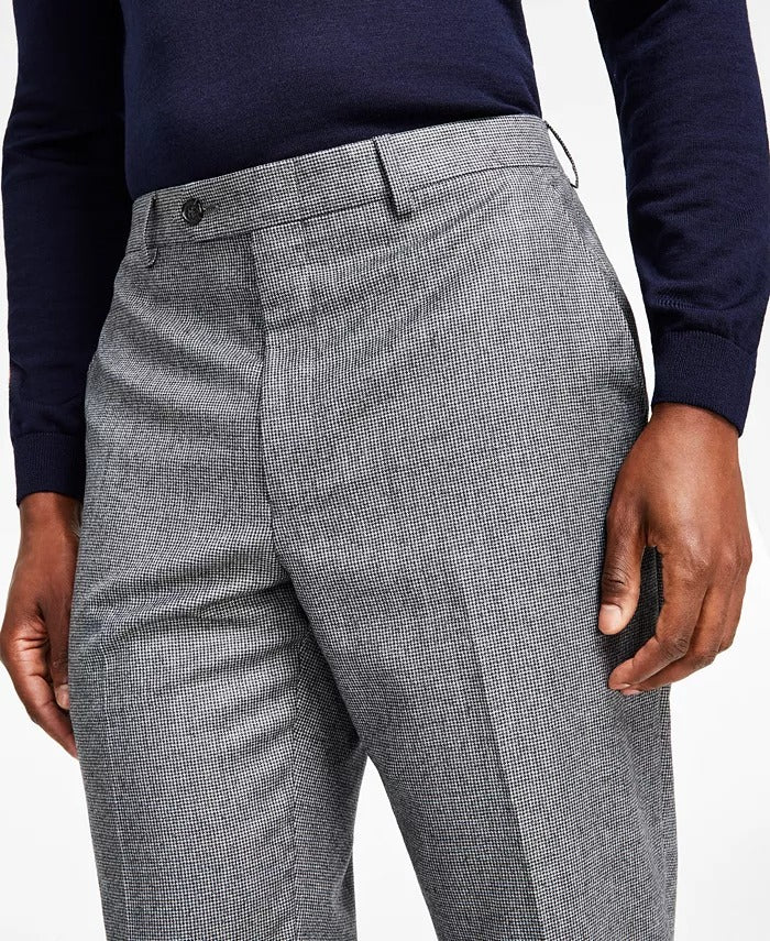 Lauren Ralph Mens Wool Flannel Classic Fit Dress Pants Black White 36 x 32