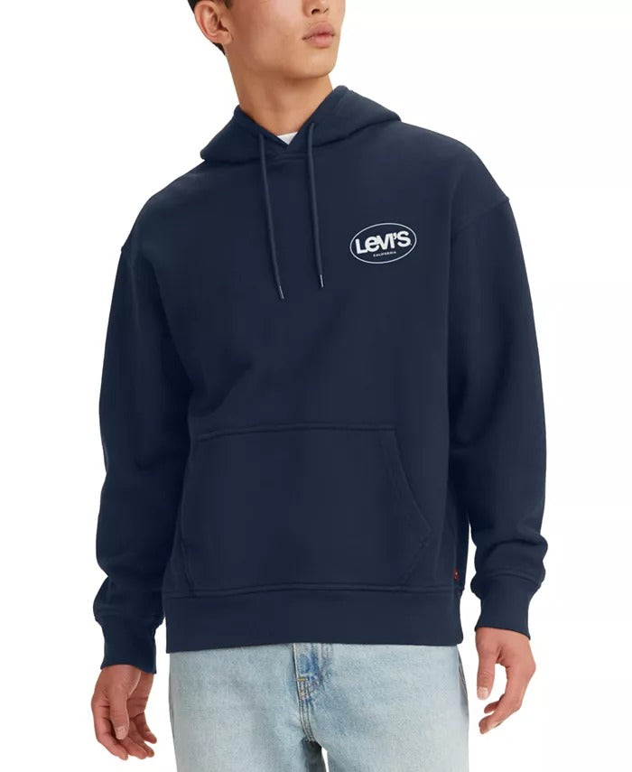 Levis Mens Surf Relaxed-Fit Logo Hoodie Sweatshirt 2XL XXL Navy Blue