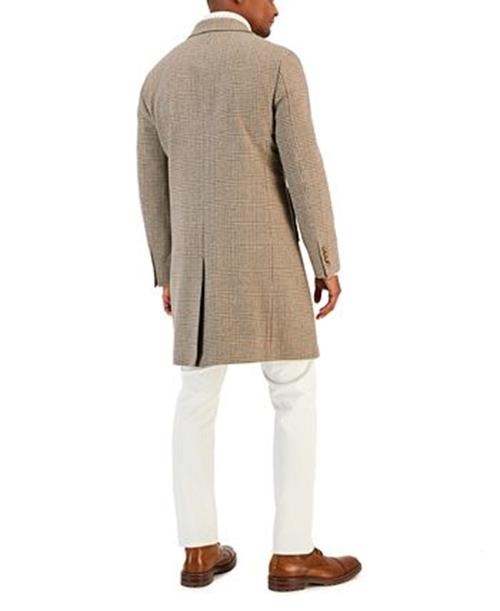 Lauren Ralph Lauren Mens Classic fit Overcoat Coat 38 S Brown Plaid