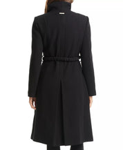 VINCE CAMUTO Women's Chain Belted Maxi Coat Black Large Wool