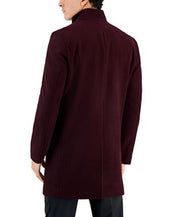 Calvin Klein Mens Slim fit Overcoat Coat 42 L Burgundy Red Solid