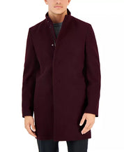Calvin Klein Mens Mayden Slim-Fit Wool Blend Overcoat Coat 42S Burgundy Wine Red