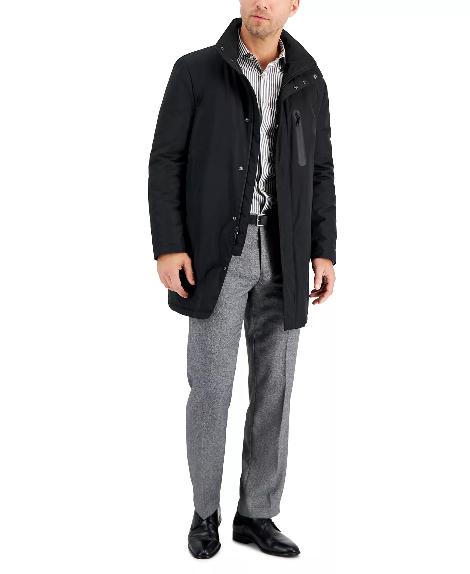 Calvin Klein Mens Slim-Fit Extreme Raincoat Coat 38 Short Black