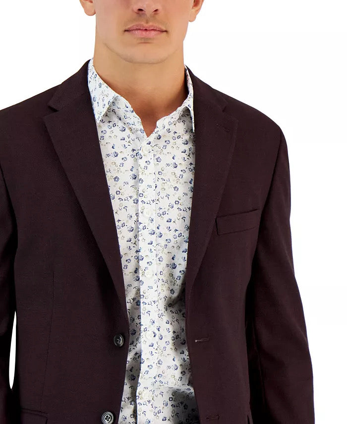 TOMMY HILFIGER Men's Sport Coat 38S Wine Single-Breasted Modern-Fit