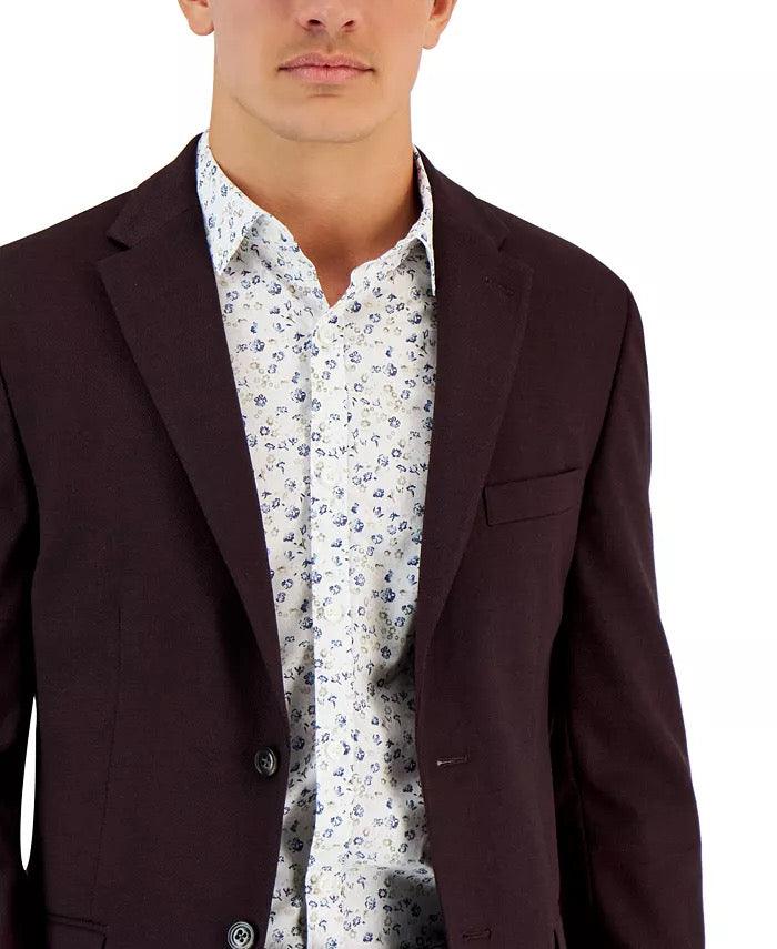 Tommy Hilfiger Mens Modern Fit Wine Sport Coat Modern Fit 36S