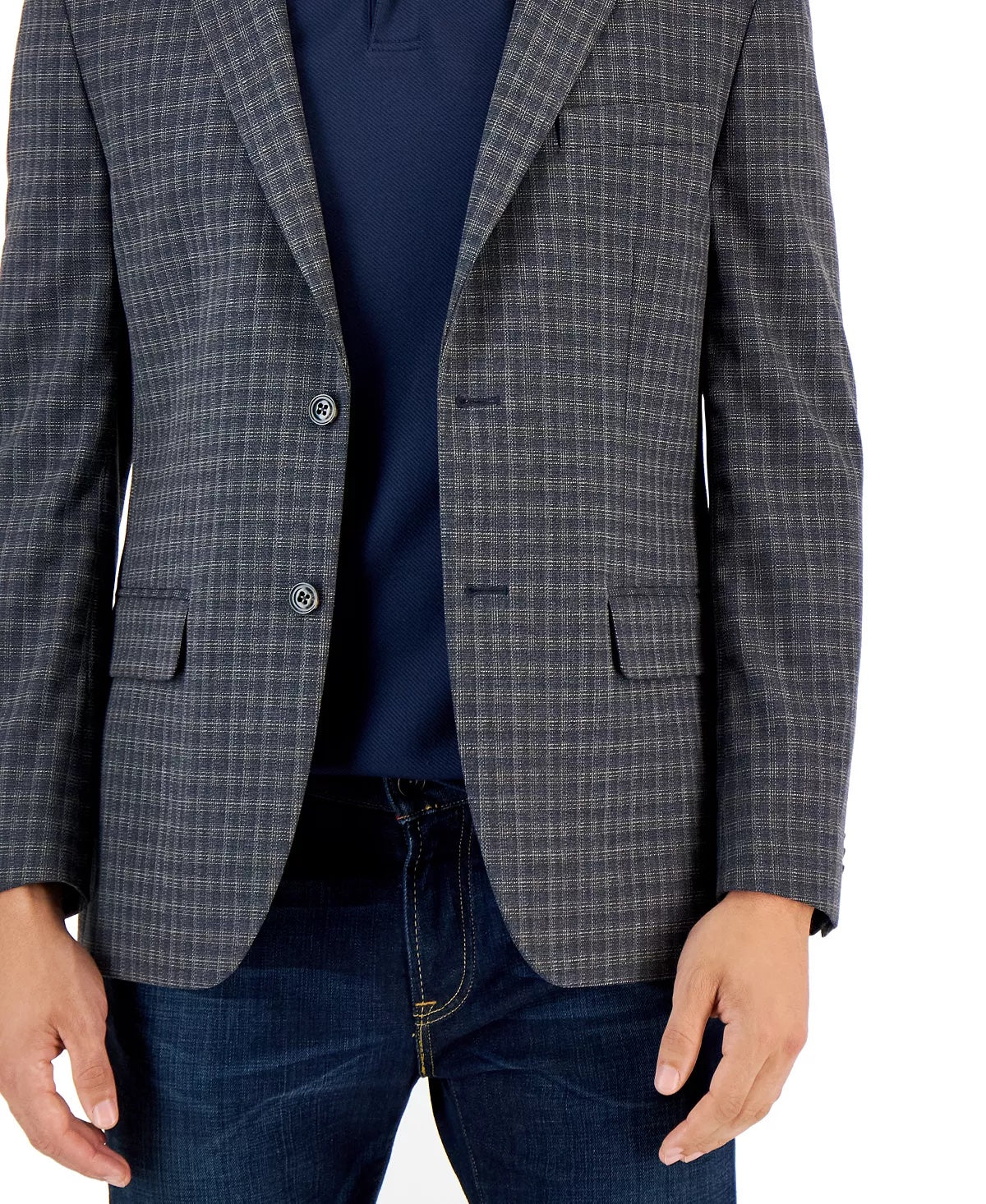 Tommy Hilfiger Men's Modern Fit Check Sport Coat Charcoal Grey  36S
