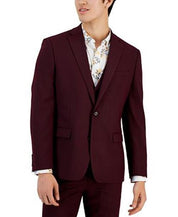 BAR III Men's Suit Jacket 38R Slim-Fit Burgundy Solid