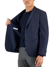 Bar III Mens Slim fit Sport Coat Blazer 44 R Navy Blue Plaid