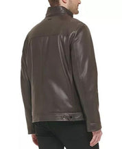 Calvin Klein Mens Faux Leather Jacket Brown Large