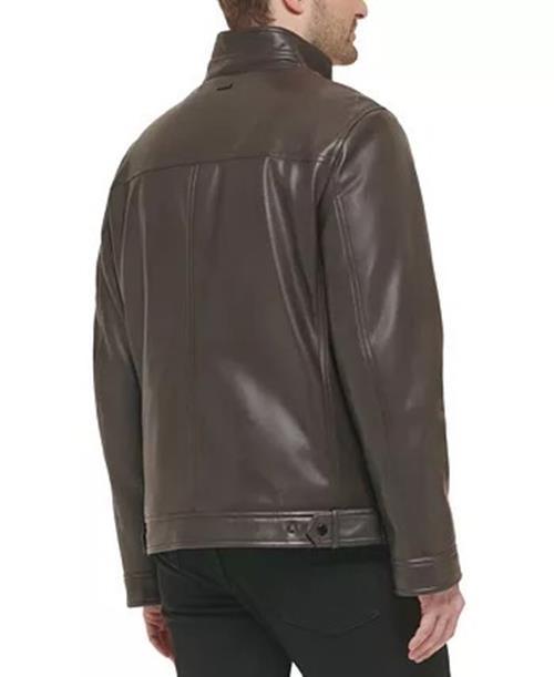 Calvin Klein Mens Faux Leather Jacket Brown Large