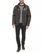 Calvin Klein Mens Faux Leather Jacket Brown Large