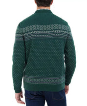 Barbour Mens Essential Fair Isle Wool Crewneck Sweater Forest Green Medium