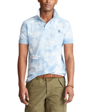 Polo Ralph Lauren Men's Classic Fit Hawaiian Polo Henley Shirt French Blue Large