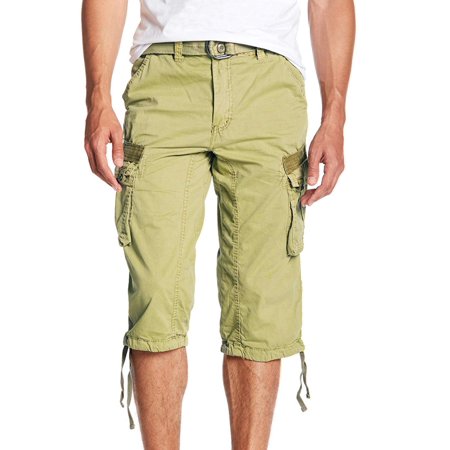 X-Ray Men's Belted Capri  18" Cargo Shorts Green 36