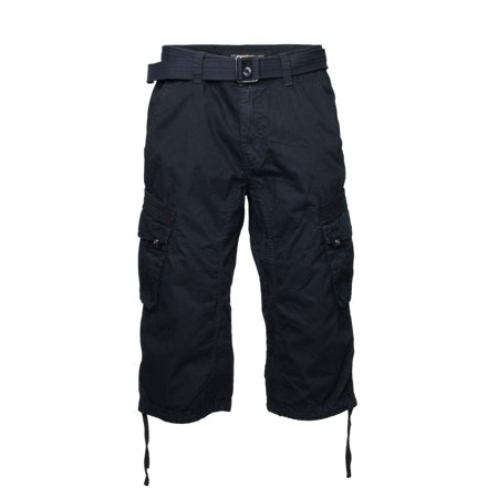 X RAY Mens Belted 18"  Multi Pocket Cargo Shorts Blue 40