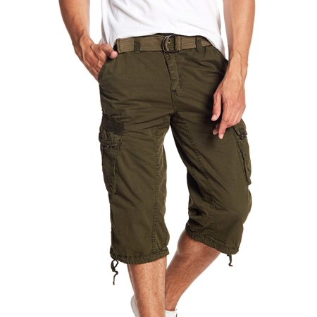 X-Ray Men's Belted Capri Cargo Pants Olive 38