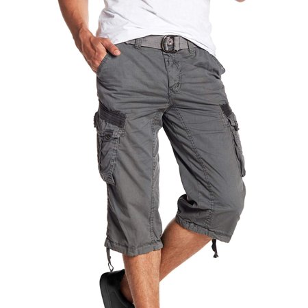 X Ray Mens Belted Capri 18" Cargo Shorts Grey 34