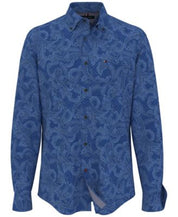 Tommy Hilfiger Men's Key Paisley Print Longsleeve Shirt Blue Medium Button Down