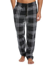 Perry Ellis Portfolio Men's Chevron Plaid Textured Fleece Pajama Pants Black XL