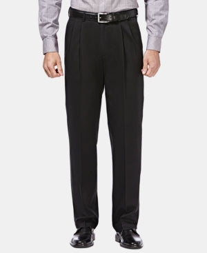 Haggar Mens Classic fit Dress Pants 42 / 30 Black Solid