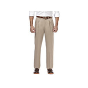 Haggar Premium Mens Non Iron Classic Fit Pleated Khaki Dress Pants Beige 40 x 32