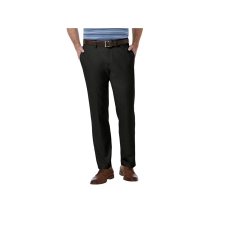 Haggar Mens Straight fit Casual Pants 34 / 30 Black Solid