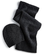 Club Room Men's Cashmere Hat Scarf Charcoal Heather Grey One Size