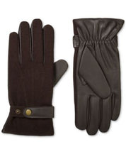 Isotoner Men's Flannel & Leather Gloves Saddle Brown XL