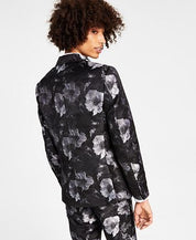 INC International Concepts Mens Slim Fit Suit Jacket Floral Jacquard Black Small