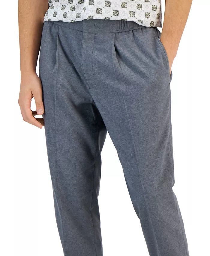 Alfani Men's Brushed Twill Melange Four Pocket Pleated Pants Grey Medium