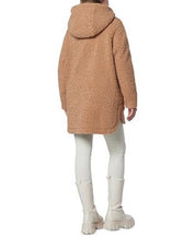 MARC NEW YORK Women's Seneca Hooded Teddy Coat Large Camel Brown