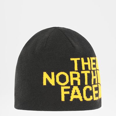The North Face Mens Reversible Beanie Hat Black Summit Gold OS