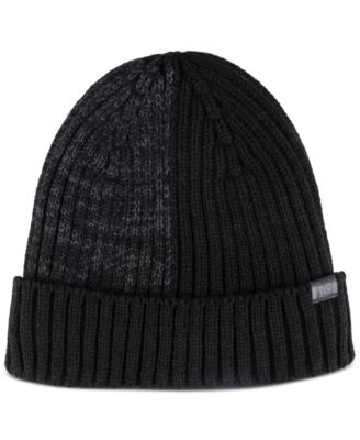 Kenneth Cole Reaction Mens Colorblocked Knit Beanie Hat Black