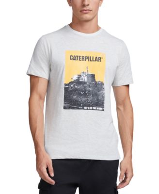 Caterpillar Mens Grunge Tractor Logo Short Sleeve T Shirt Grey Heather Medium