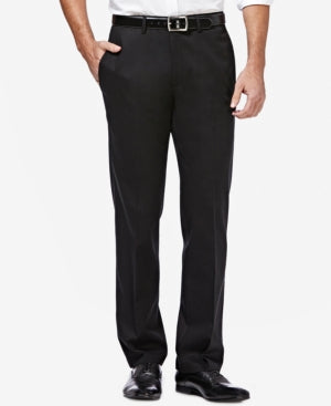 Haggar Mens Straight fit Cotton Dress Pants 34 / 29 Black Solid
