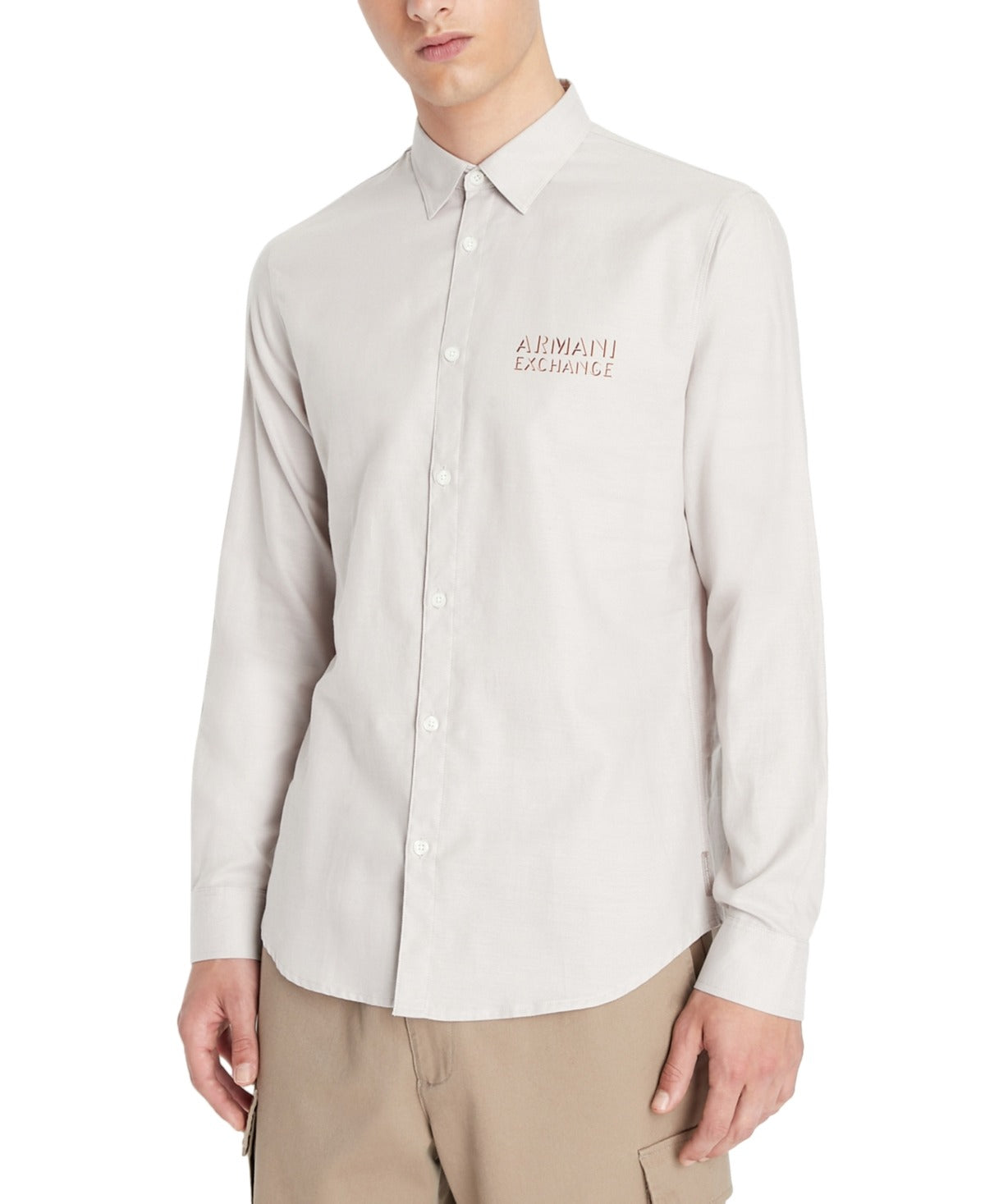 Armani Exchange Mens Classic fit Long Sleeve Button-Up Shirt XL White Solid