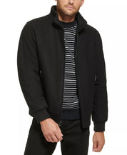 Calvin Klein Men's Wool Bomber Jacket With Knit Trim Black Small