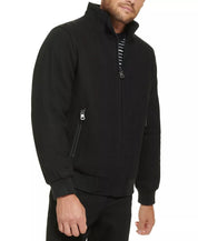 Calvin Klein Men's Wool Bomber Jacket With Knit Trim Black Small