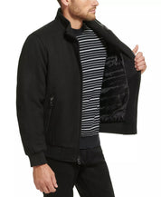 Calvin Klein Men's Wool Bomber Jacket With Knit Trim Black Small