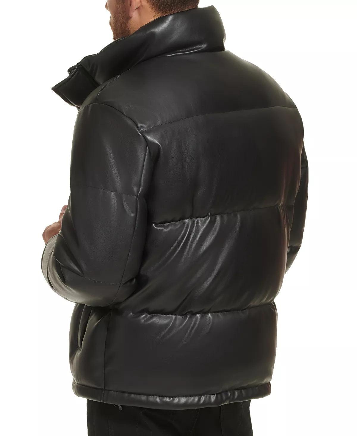 Calvin Klein Men's Faux Leather Classic Puffer Jacket Small Black