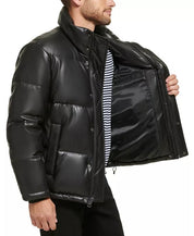 Calvin Klein Men's Faux Leather Classic Puffer Jacket Coat Black XL