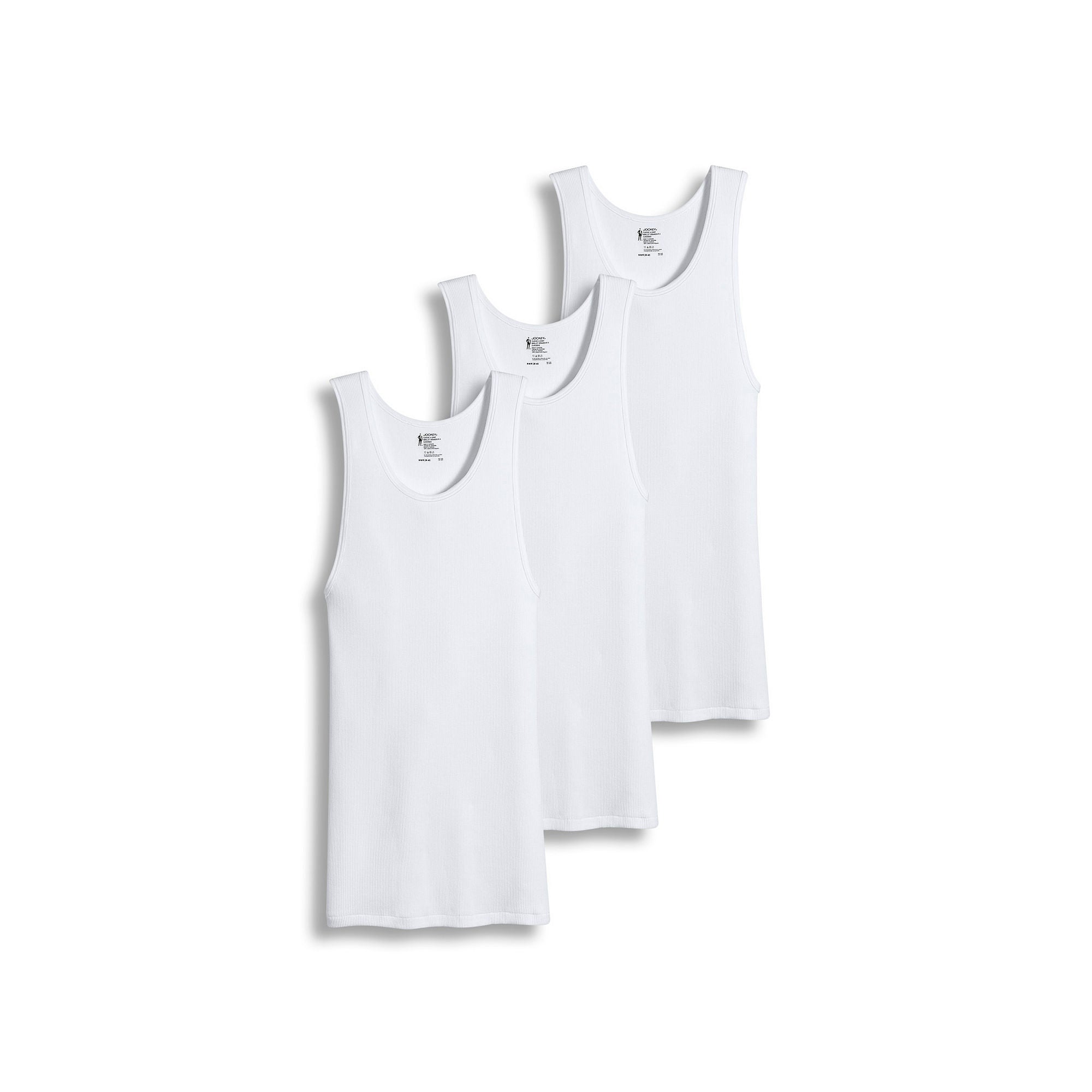 Jockey Mens Classic 3 Pack White Tank Top Shirts Large