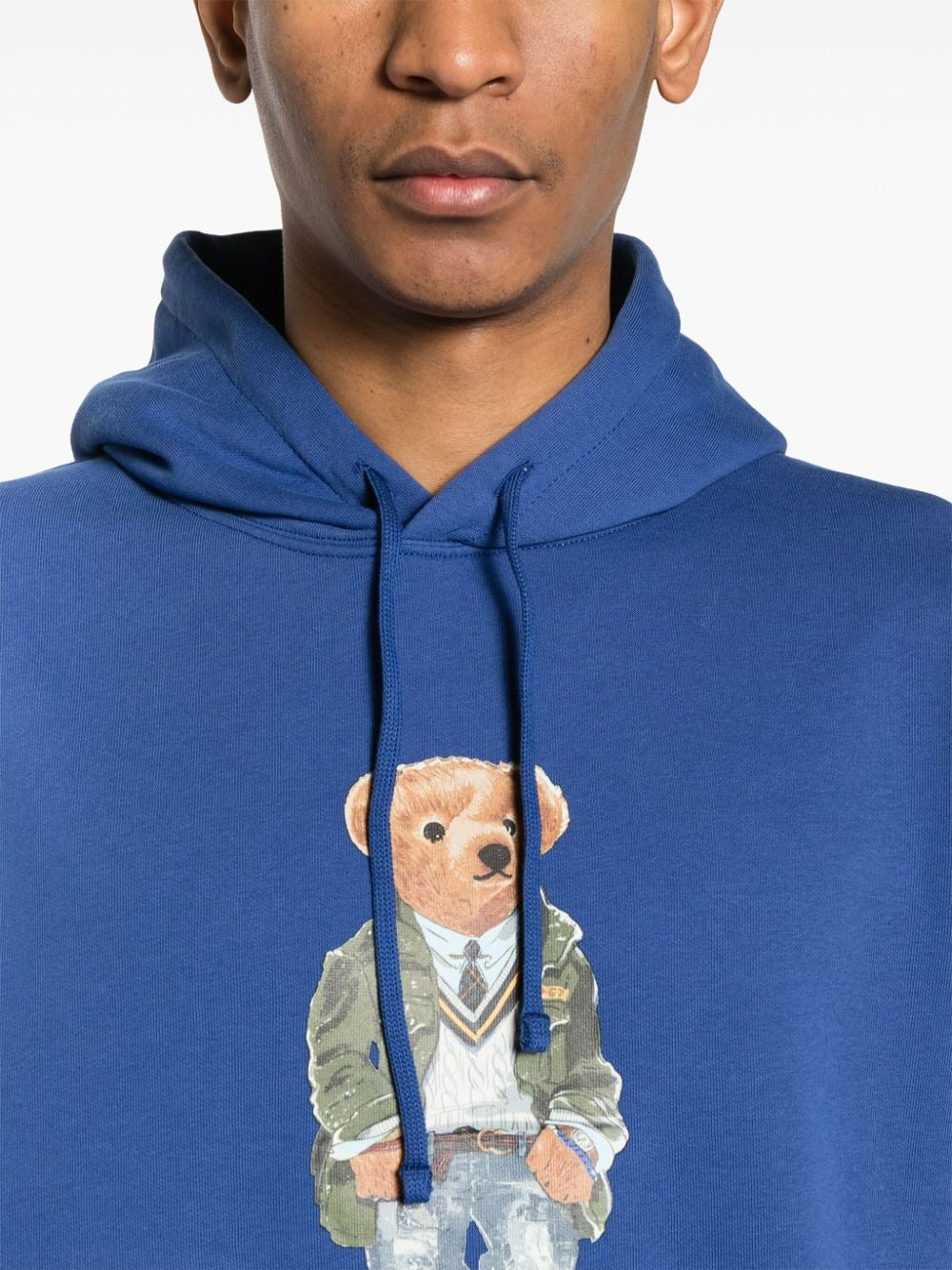 Polo Ralph Lauren Mens Polo Bear Print Pullover Hoodie Sweatshirt Blue Large