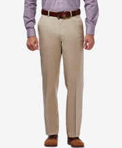 Haggar Mens Classic fit Dress Pants 34 / 29 Beige Solid Stretch