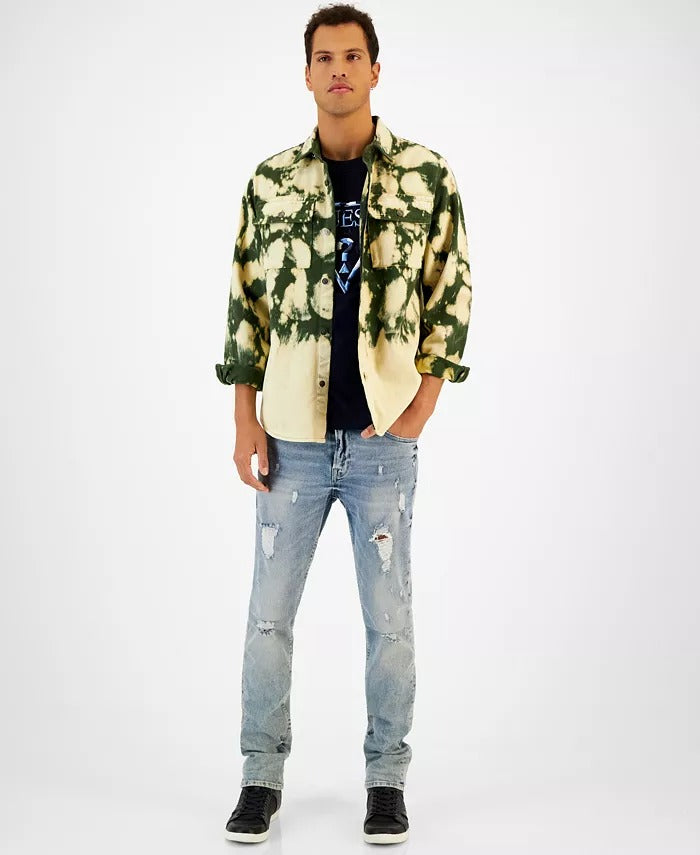 GUESS Men's Abstract Print Long-Sleeve Shirt Jacket Medium
